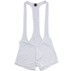 details of white Men’s Bare Minimum Singlet – pridevoyageshop.com – gay men’s harness, lingerie and fetish wear