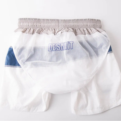 details of white Men’s Block Party Volley Swim Short – pridevoyageshop.com – gay men’s sexy swim briefs, trunks, board shorts, and bikinis