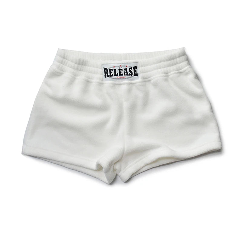 details of white Men’s Night Shift Fleece Lounge Shorts – pridevoyageshop.com – gay men’s sexy swim briefs, trunks, board shorts, and bikinis