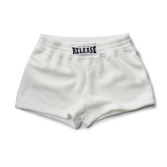 details of white Men’s Night Shift Fleece Lounge Shorts – pridevoyageshop.com – gay men’s sexy swim briefs, trunks, board shorts, and bikinis