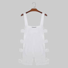 details of white Men’s Side Quest Cutout Singlet – pridevoyageshop.com – gay men’s harness, lingerie and fetish wear