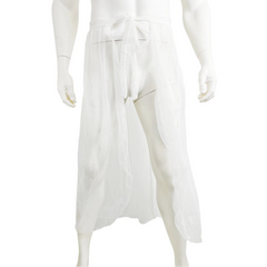 details of white Men’s Whisper Sheer Sarong – pridevoyageshop.com – gay men’s sexy swim briefs, trunks, board shorts, and bikinis