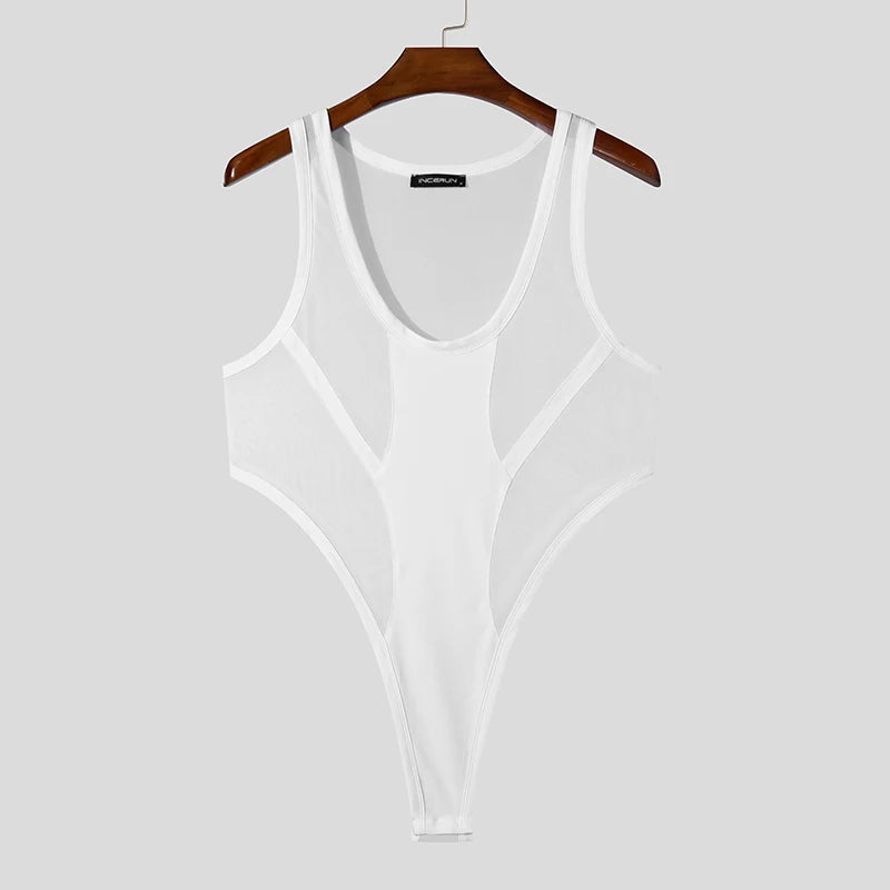details of white South Beach Deco Sheer Leotard – pridevoyageshop.com – gay men’s harness, lingerie and fetish wear