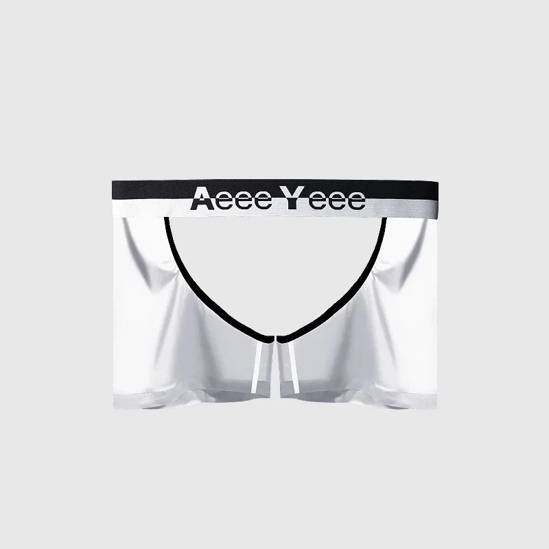 details of white boxer Men’s Outlaw Open-Back Chaps Boxer Briefs – pridevoyageshop.com – gay men’s sexy swim briefs, trunks, board shorts, and bikinis