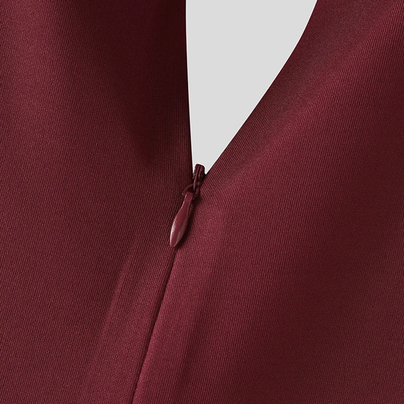 details of wine red Men’s Ace Contrast-Trim Bodysuit – pridevoyageshop.com – gay men’s harness, lingerie and fetish wear