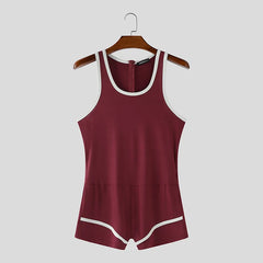 details of wine red Men’s Ace Contrast-Trim Bodysuit – pridevoyageshop.com – gay men’s harness, lingerie and fetish wear