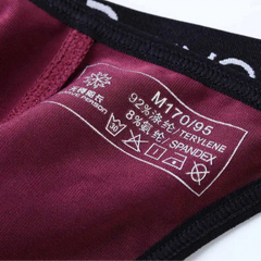 details of wine red Men’s Folsom Night PU Leather Swim Bikini Thong – pridevoyageshop.com – gay men’s sexy swim briefs, trunks, board shorts, and bikinis