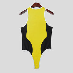 details of yellow The Roster Cut Varsity Bodysuit – pridevoyageshop.com – gay men’s harness, lingerie and fetish wear