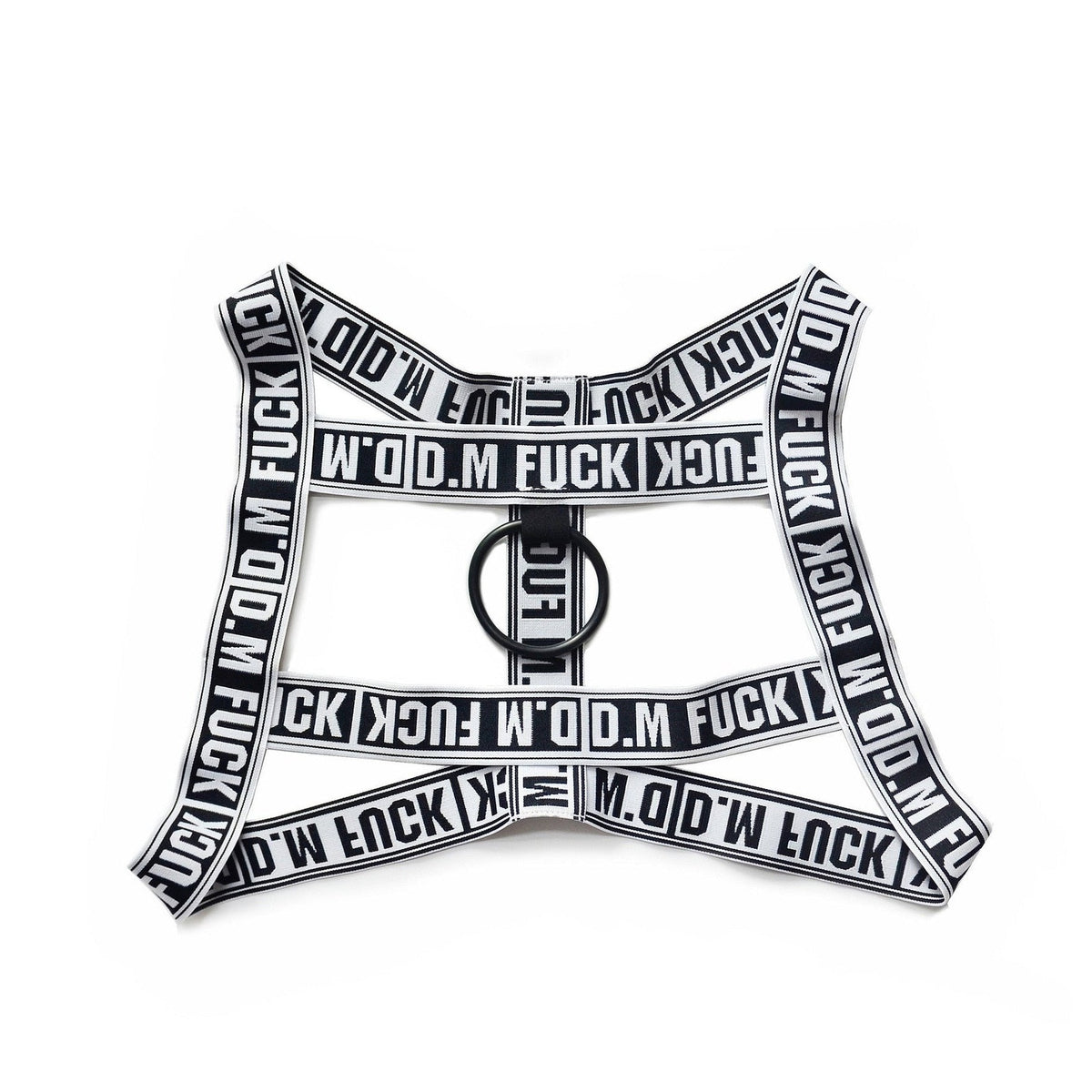 white DM F*CK Gay Men Chest Harness | Gay Harness- pridevoyageshop.com - gay men’s harness, lingerie and fetish wear