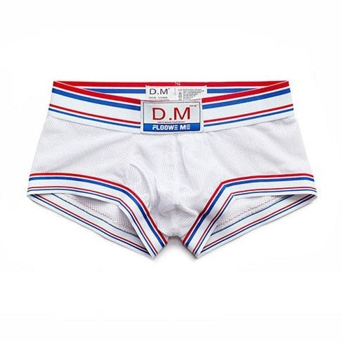 white DM Men's Mesh Boxer Briefs - pridevoyageshop.com - gay men’s underwear and swimwear