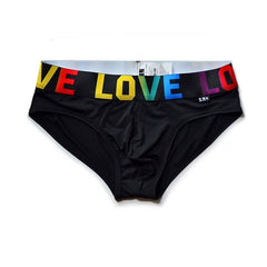 black DM Rainbow Pride Love Briefs - pridevoyageshop.com - gay men’s underwear and swimwear