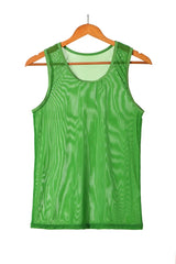 flat lay of Green Discreet Mesh Tank - pridevoyageshop.com - gay men's fashion, clubwear, party outfit
