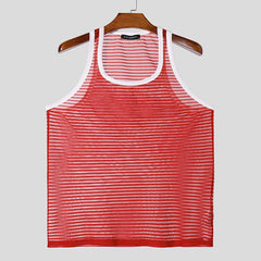 flat lay of Red Flash Mesh Tank - pridevoyageshop.com - gay men's fashion, clubwear, party outfit
