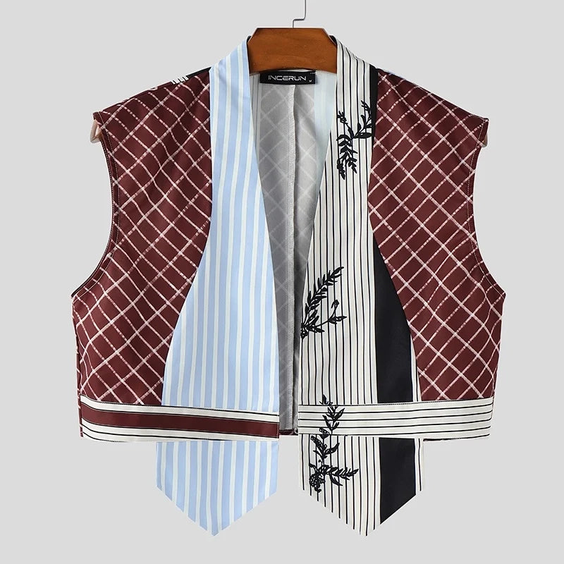 flat lay of Red Suit Up & Strip Crop Top - pridevoyageshop.com - gay men's fashion, clubwear, party outfit
