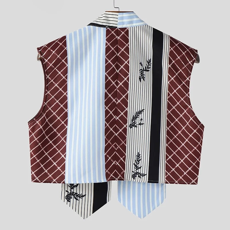 flat lay of Red Suit Up & Strip Crop Top - pridevoyageshop.com - gay men's fashion, clubwear, party outfit
