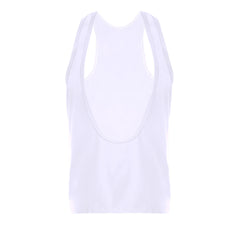 flat lay of White Discipline Plunge Tank - pridevoyageshop.com - gay men's fashion, clubwear, party outfit
