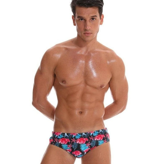 a hot gay man in Men's Pink Floral Swim Briefs - pridevoyageshop.com - gay men’s underwear and swimwear