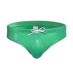 green Men’s Slippery When Wet Swim Briefs with Pad - pridevoyageshop.com - gay men’s sexy swim briefs, trunks, board shorts, and bikinis