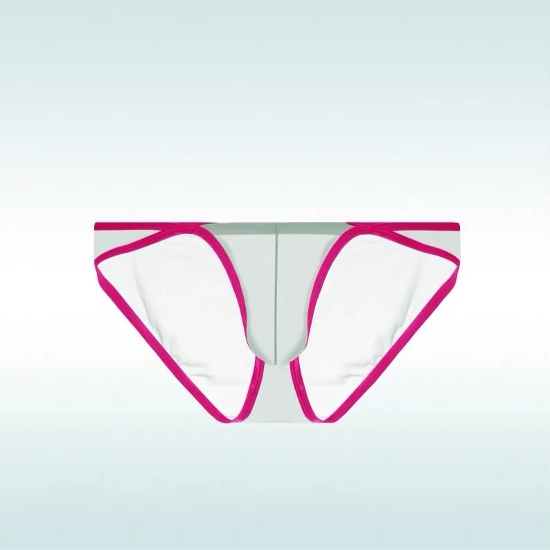 green Men’s Two-Tone Cutout See Through Bikini Briefs - pridevoyageshop.com - gay men’s thongs, boxers, briefs and jockstraps