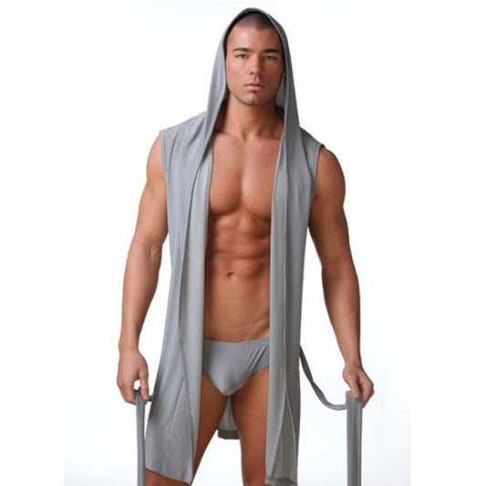 a hot gay man in gray Men's Hooded Muscle Robe - pridevoyageshop.com - gay men’s underwear and swimwear