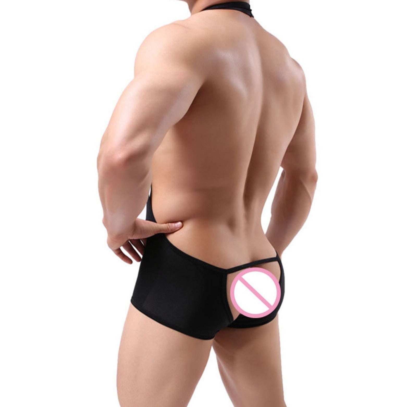 sexy gay man in black white Gay Singlet | Men's Kinky Backless Bulge Pouch Singlets - Men's Singlets, Bodysuits, Rompers & Jumpsuits - pridevoyageshop.com