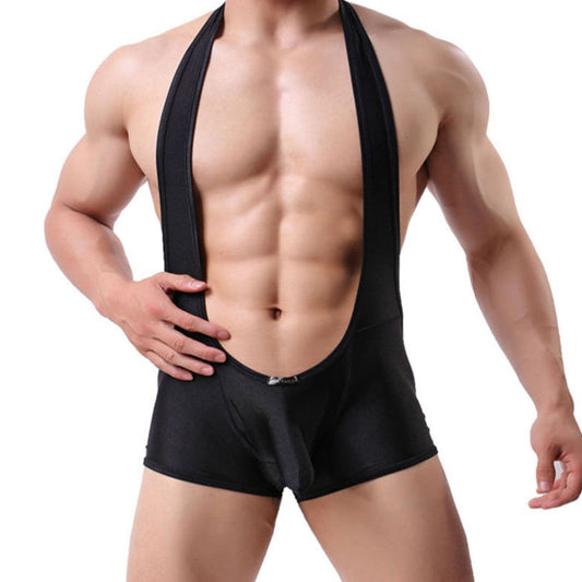 sexy gay man in black white Gay Singlet | Men's Kinky Backless Bulge Pouch Singlets - Men's Singlets, Bodysuits, Rompers & Jumpsuits - pridevoyageshop.com