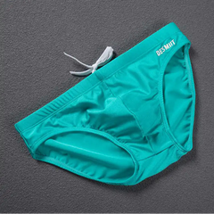 lake blue Desmiit Men’s Bulge Master Low Rise Swim Briefs - pridevoyageshop.com - gay men’s sexy swim briefs, trunks, board shorts, and bikinis