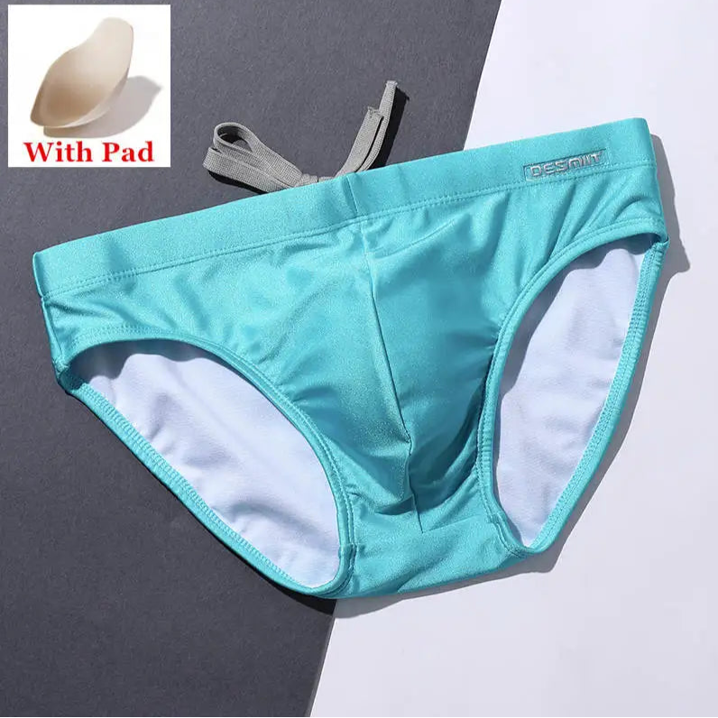 lake blue Men’s Pool Plumper Padded Swim Briefs - pridevoyageshop.com - gay men’s sexy swim briefs, trunks, board shorts, and bikinis