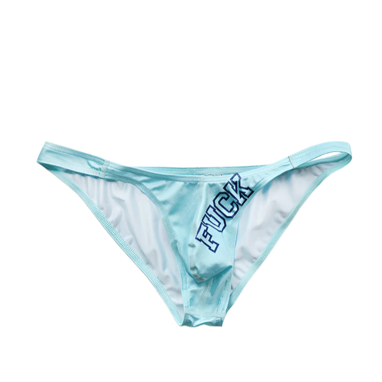 light blue DM Men’s FUCK Ice Silk Brief - pridevoyageshop.com - gay men’s thongs, boxers, briefs and jockstraps