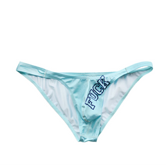 light blue DM Men’s FUCK Ice Silk Brief - pridevoyageshop.com - gay men’s thongs, boxers, briefs and jockstraps