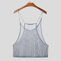 light gray Dark Garden Sheer Harness Cami – pridevoyageshop.com – gay men’s harness, lingerie and fetish wear