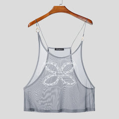 light gray Dark Garden Sheer Harness Cami – pridevoyageshop.com – gay men’s harness, lingerie and fetish wear