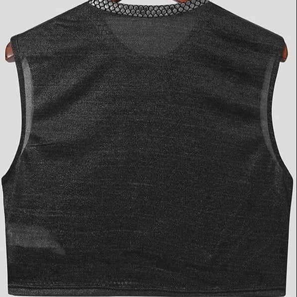 Men's Silver Sequin Crop Top | Gay Crop Tops & Clubwear - pridevoyageshop.com - gay crop tops, gay casual clothes and gay clothes store