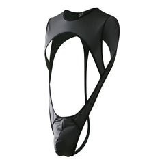 matte black chestplate harness leotard detail with smooth sculpt lines and fetish armor aesthetic – pridevoyageshop.com – gay men’s harness, lingerie and fetish wear