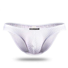 white Gay Men's Mesh Skinny Bikini Briefs - pridevoyageshop.com - gay men’s underwear and swimwear