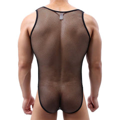 a sexy gay man in black Men's One-piece Mesh Full Bodysuit - pridevoyageshop.com - gay men’s underwear and swimwear