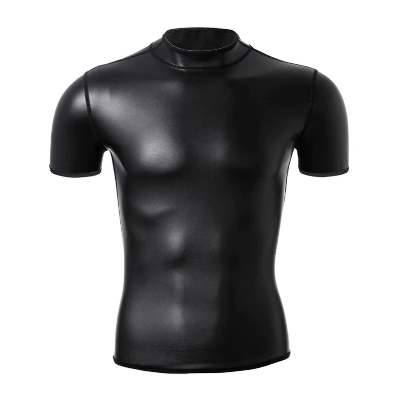 mock Neck Black Blacksmith Armor Wetlook PU Fetish Top - pridevoyageshop.com - gay men's fashion, clubwear, party outfit-58fd-41aa-be4a-0b32e3c42e73