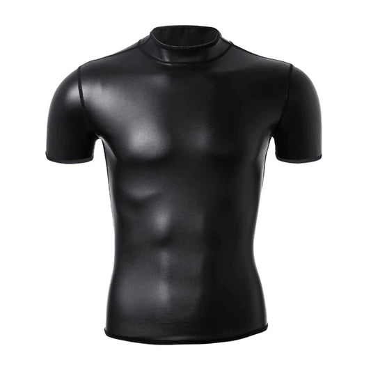 mock Neck Black Blacksmith Armor Wetlook PU Fetish Top - pridevoyageshop.com - gay men's fashion, clubwear, party outfit-58fd-41aa-be4a-0b32e3c42e73