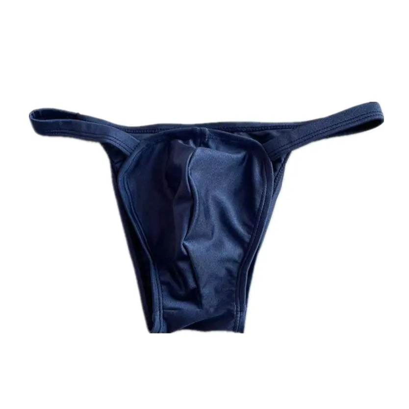 navy Desmiit Men’s Risk It All Half Hip Shiny Micro Swim Bikini - pridevoyageshop.com - gay men’s sexy swim briefs, trunks, board shorts, and bikinis