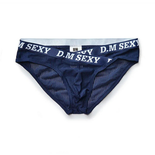 navy blue Men’s D.M. Sexy Criss-cross Mesh Brief - pridevoyageshop.com - gay men’s thongs, boxers, briefs and jockstraps