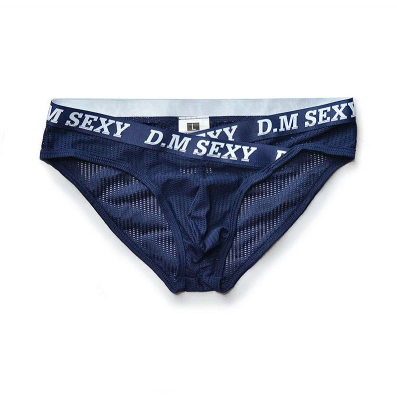 navy blue Men’s D.M. Sexy Criss-cross Mesh Brief - pridevoyageshop.com - gay men’s thongs, boxers, briefs and jockstraps