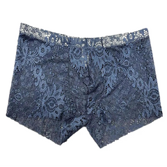 navy blue Men’s Lace Lover Boxer - pridevoyageshop.com - gay men’s thongs, boxers, briefs and jockstraps