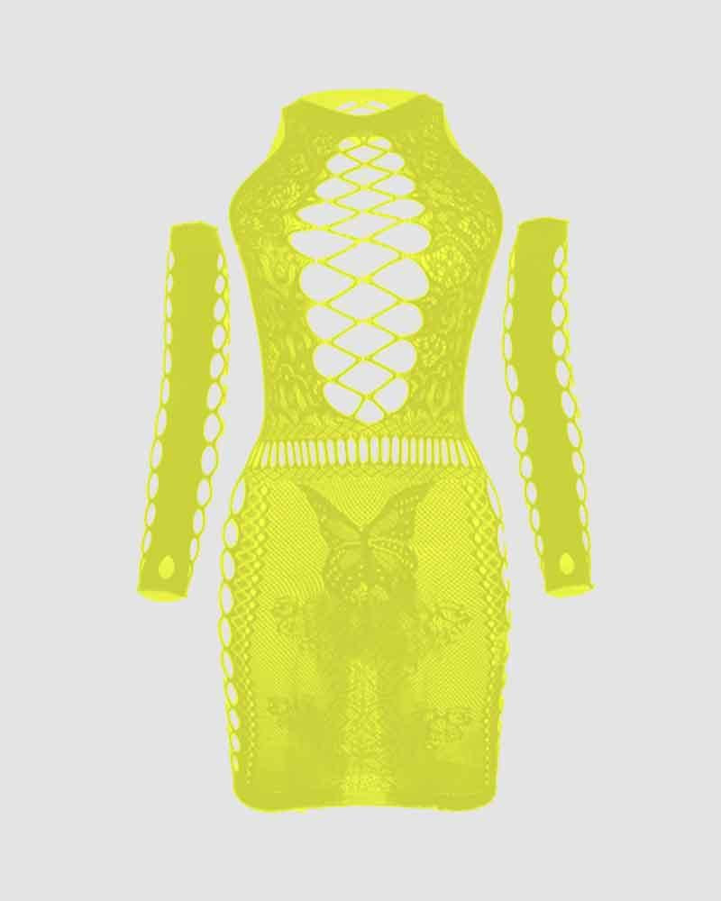 neon yellow butterfly lace corset set with garter straps and thong flat lay – pridevoyageshop.com – gay men’s harness, lingerie and fetish wear