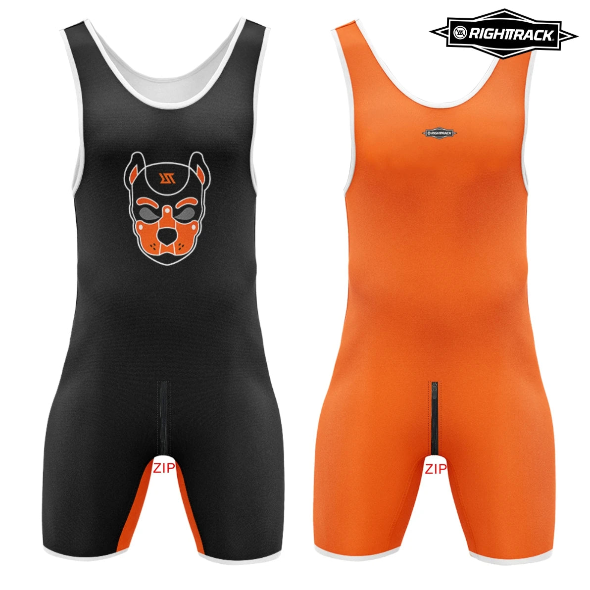 orange Alpha Puppy Zipper Wrestling Singlet from Pridevoyageshop