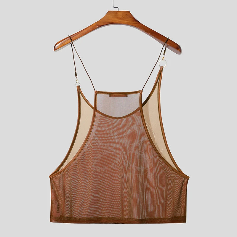 orange Dark Garden Sheer Harness Cami – pridevoyageshop.com – gay men’s harness, lingerie and fetish wear