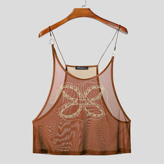 orange Dark Garden Sheer Harness Cami – pridevoyageshop.com – gay men’s harness, lingerie and fetish wear