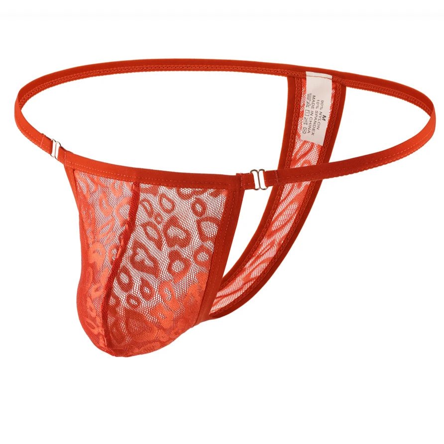 orange Men’s Barely Bound Lace Thong - pridevoyageshop.com - gay men’s thongs, boxers, briefs and jockstraps