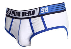 white Pink Hero Mesh Briefs - pridevoyageshop.com - gay men’s underwear and swimwear