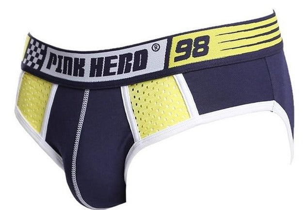 Sapphire blue Pink Hero Mesh Briefs - pridevoyageshop.com - gay men’s underwear and swimwear