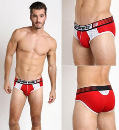 a hot gay man in red Pink Hero Mesh Briefs - pridevoyageshop.com - gay men’s underwear and swimwear